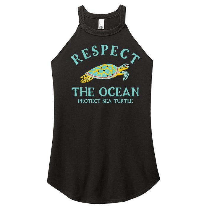 Respect The Ocean Protect Sea Turtle Women's Perfect Tri Rocker Tank