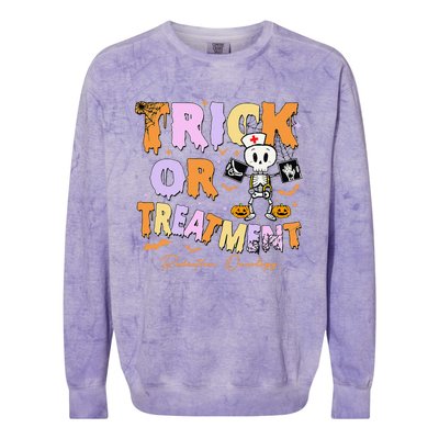 Retro Trick Or Treatment Radiation Oncology Xray Halloween Colorblast Crewneck Sweatshirt