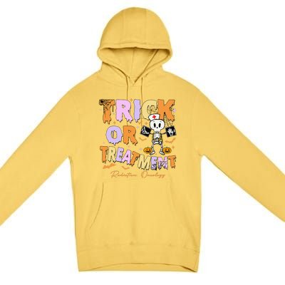 Retro Trick Or Treatment Radiation Oncology Xray Halloween Premium Pullover Hoodie