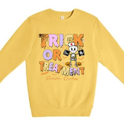 Retro Trick Or Treatment Radiation Oncology Xray Halloween Premium Crewneck Sweatshirt