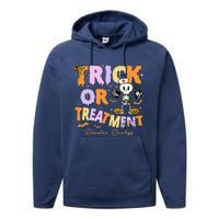 Retro Trick Or Treatment Radiation Oncology Xray Halloween Performance Fleece Hoodie