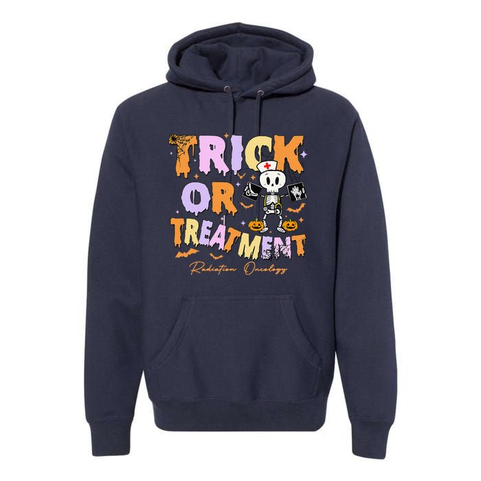 Retro Trick Or Treatment Radiation Oncology Xray Halloween Premium Hoodie