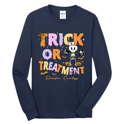 Retro Trick Or Treatment Radiation Oncology Xray Halloween Tall Long Sleeve T-Shirt