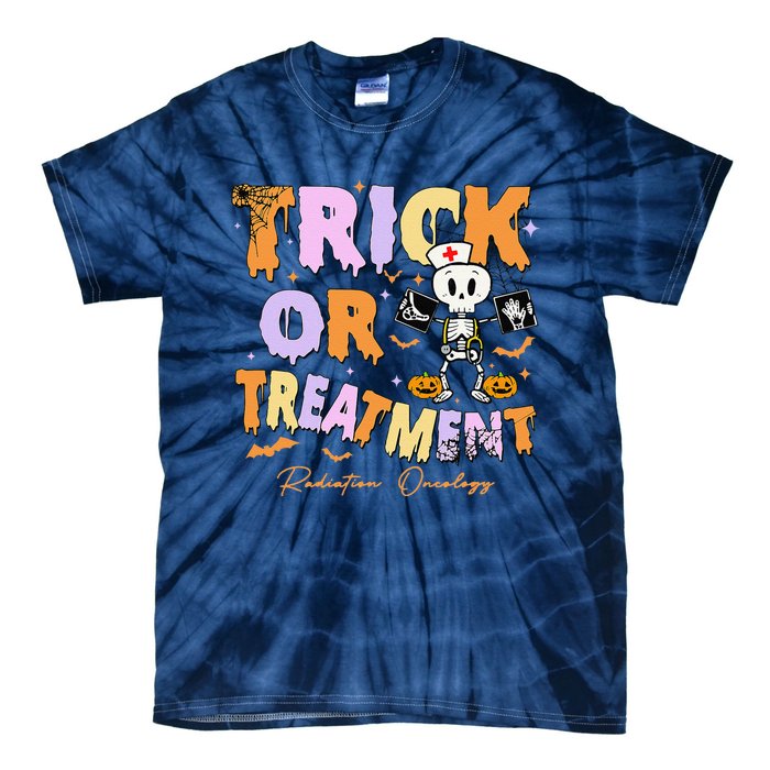 Retro Trick Or Treatment Radiation Oncology Xray Halloween Tie-Dye T-Shirt