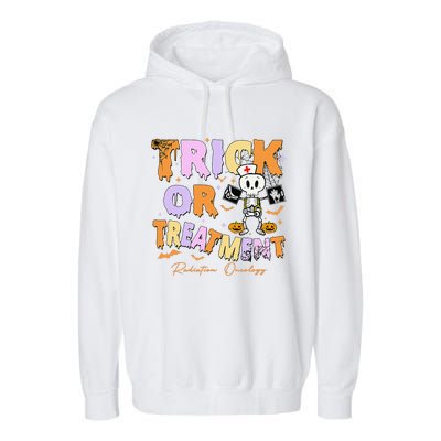 Retro Trick Or Treatment Radiation Oncology Xray Halloween Garment-Dyed Fleece Hoodie