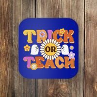 Retro Trick Or Teach Ghost Teacher Halloween Costume Funny Coaster