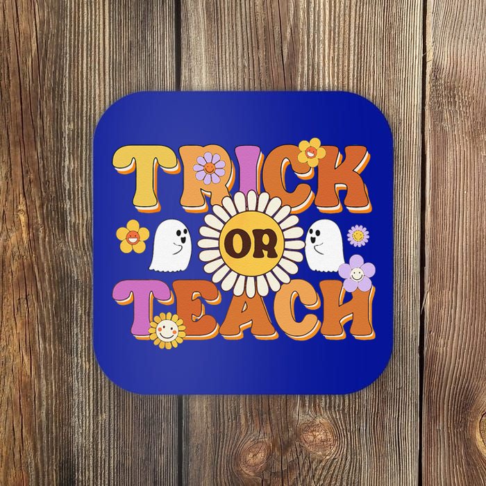 Retro Trick Or Teach Ghost Teacher Halloween Costume Funny Coaster