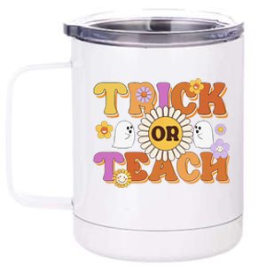 Retro Trick Or Teach Ghost Teacher Halloween Costume Funny 12 oz Stainless Steel Tumbler Cup