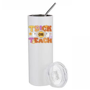 Retro Trick Or Teach Ghost Teacher Halloween Costume Funny Stainless Steel Tumbler