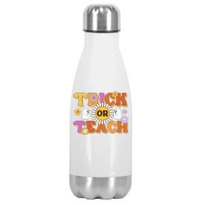 Retro Trick Or Teach Ghost Teacher Halloween Costume Funny Stainless Steel Insulated Water Bottle