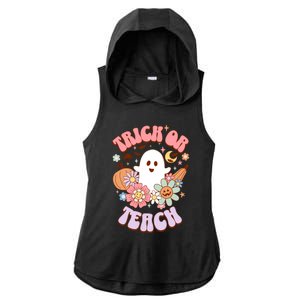 Retro Trick Or Teach Halloween Ghost For Teachers Gift Ladies PosiCharge Tri-Blend Wicking Draft Hoodie Tank