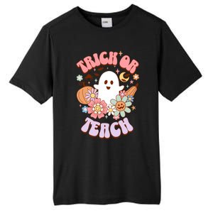 Retro Trick Or Teach Halloween Ghost For Teachers Gift Tall Fusion ChromaSoft Performance T-Shirt