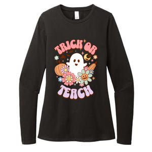 Retro Trick Or Teach Halloween Ghost For Teachers Gift Womens CVC Long Sleeve Shirt