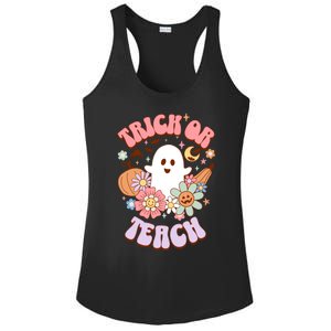 Retro Trick Or Teach Halloween Ghost For Teachers Gift Ladies PosiCharge Competitor Racerback Tank