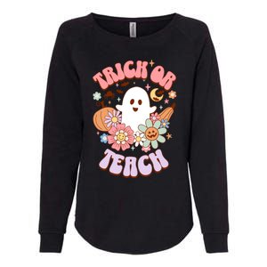 Retro Trick Or Teach Halloween Ghost For Teachers Gift Womens California Wash Sweatshirt