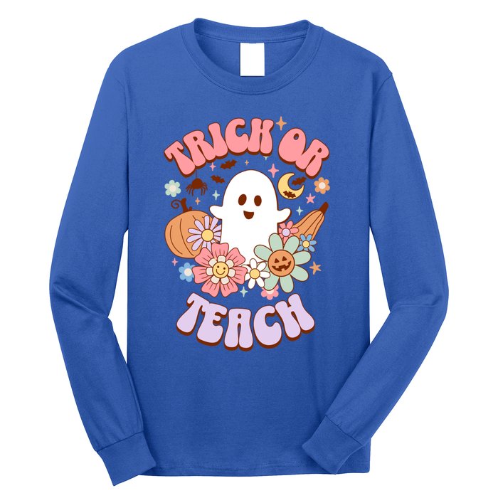 Retro Trick Or Teach Halloween Ghost For Teachers Gift Long Sleeve Shirt