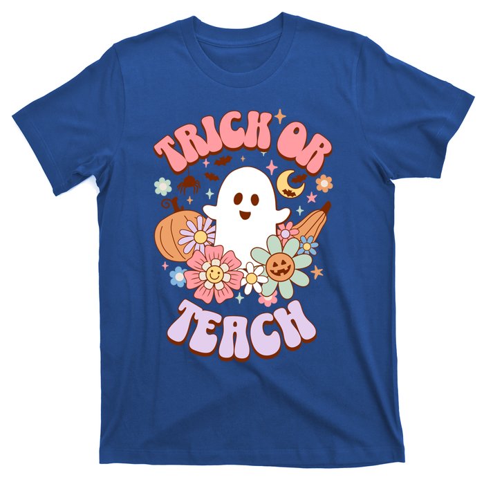 Retro Trick Or Teach Halloween Ghost For Teachers Gift T-Shirt