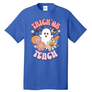 Retro Trick Or Teach Halloween Ghost For Teachers Gift Tall T-Shirt