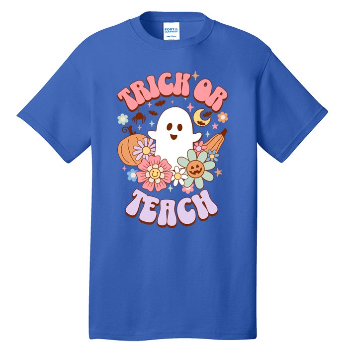 Retro Trick Or Teach Halloween Ghost For Teachers Gift Tall T-Shirt