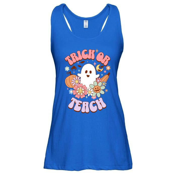 Retro Trick Or Teach Halloween Ghost For Teachers Gift Ladies Essential Flowy Tank