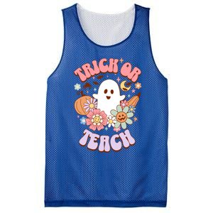 Retro Trick Or Teach Halloween Ghost For Teachers Gift Mesh Reversible Basketball Jersey Tank