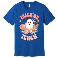 Retro Trick Or Teach Halloween Ghost For Teachers Gift Premium T-Shirt