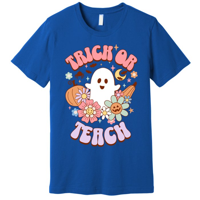 Retro Trick Or Teach Halloween Ghost For Teachers Gift Premium T-Shirt