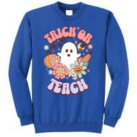 Retro Trick Or Teach Halloween Ghost For Teachers Gift Tall Sweatshirt