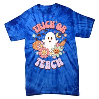 Retro Trick Or Teach Halloween Ghost For Teachers Gift Tie-Dye T-Shirt