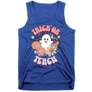 Retro Trick Or Teach Halloween Ghost For Teachers Gift Tank Top