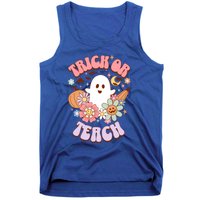 Retro Trick Or Teach Halloween Ghost For Teachers Gift Tank Top