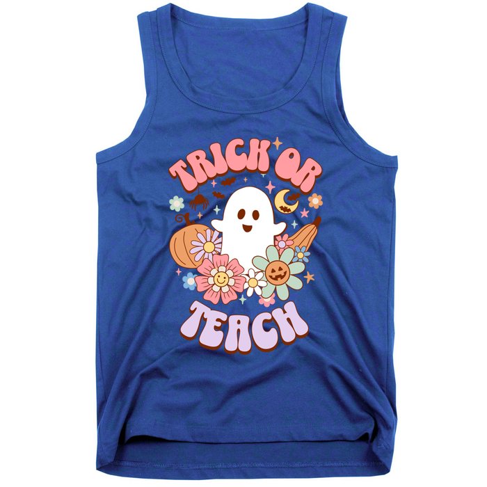 Retro Trick Or Teach Halloween Ghost For Teachers Gift Tank Top