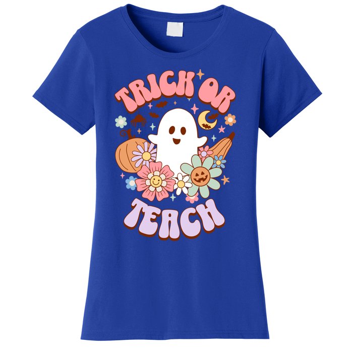 Retro Trick Or Teach Halloween Ghost For Teachers Gift Women's T-Shirt