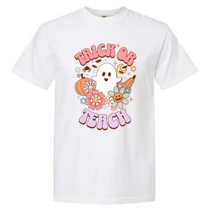 Retro Trick Or Teach Halloween Ghost For Teachers Gift Garment-Dyed Heavyweight T-Shirt