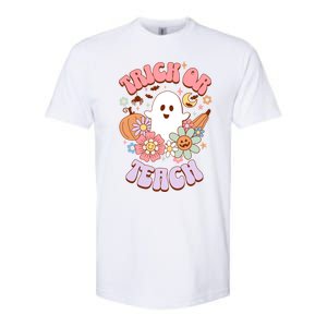 Retro Trick Or Teach Halloween Ghost For Teachers Gift Softstyle CVC T-Shirt