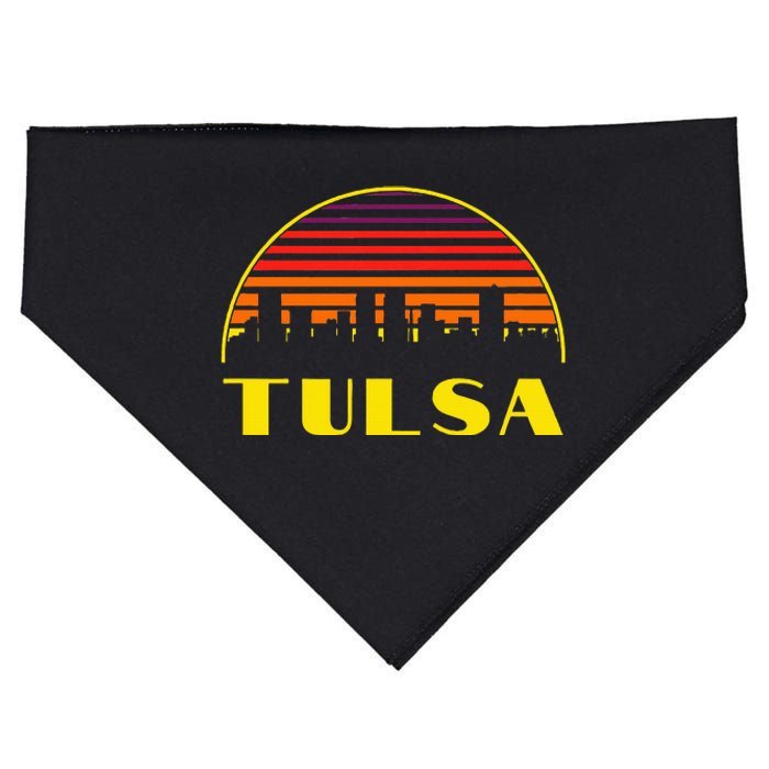 Retro Tulsa Oklahoma Downtown Skyline USA-Made Doggie Bandana