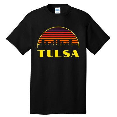 Retro Tulsa Oklahoma Downtown Skyline Tall T-Shirt