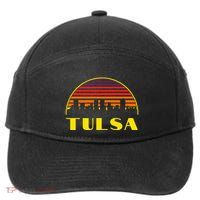 Retro Tulsa Oklahoma Downtown Skyline 7-Panel Snapback Hat