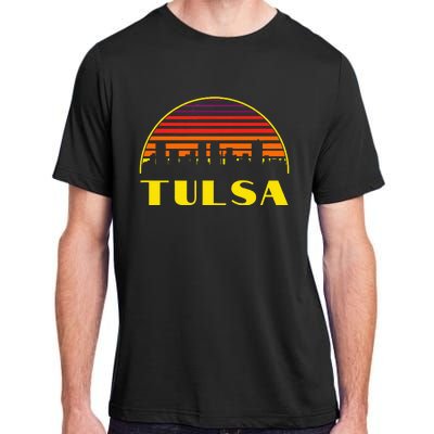 Retro Tulsa Oklahoma Downtown Skyline Adult ChromaSoft Performance T-Shirt