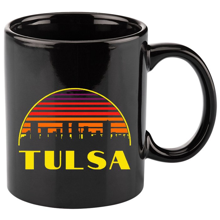 Retro Tulsa Oklahoma Downtown Skyline 11oz C Handle Ceramic Mug