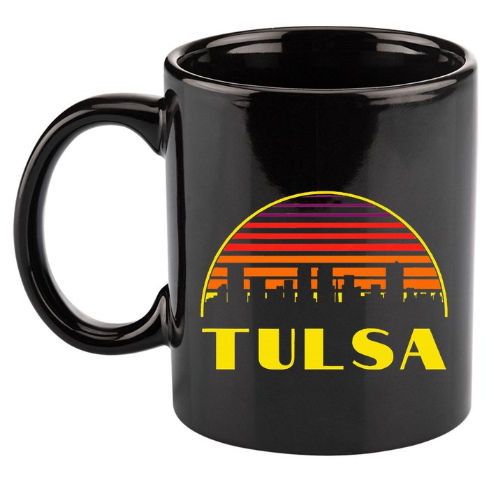 Retro Tulsa Oklahoma Downtown Skyline 11oz C Handle Ceramic Mug