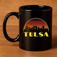 Retro Tulsa Oklahoma Downtown Skyline 11oz C Handle Ceramic Mug