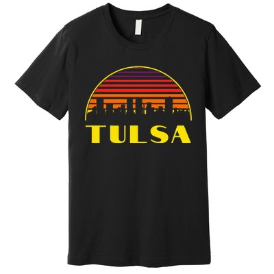 Retro Tulsa Oklahoma Downtown Skyline Premium T-Shirt