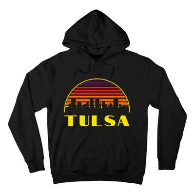 Retro Tulsa Oklahoma Downtown Skyline Tall Hoodie