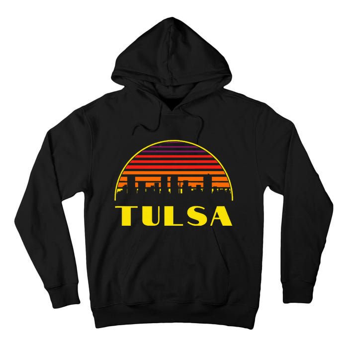 Retro Tulsa Oklahoma Downtown Skyline Tall Hoodie