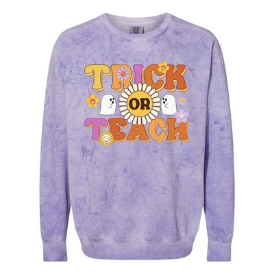 Retro Trick Or Teach Ghost Teacher Halloween Wo Colorblast Crewneck Sweatshirt