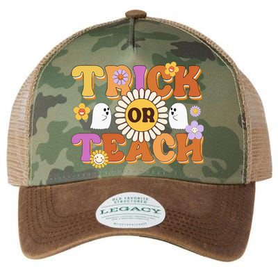 Retro Trick Or Teach Ghost Teacher Halloween Wo Legacy Tie Dye Trucker Hat