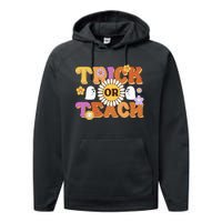 Retro Trick Or Teach Ghost Teacher Halloween Wo Performance Fleece Hoodie