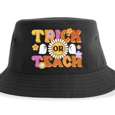 Retro Trick Or Teach Ghost Teacher Halloween Wo Sustainable Bucket Hat