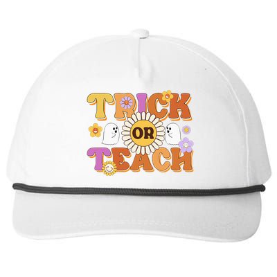 Retro Trick Or Teach Ghost Teacher Halloween Wo Snapback Five-Panel Rope Hat